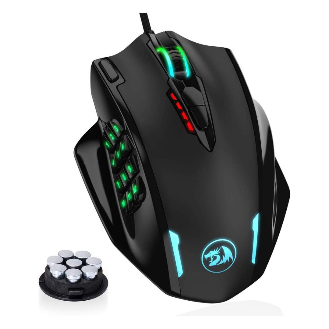 Redragon M908 Impact RGB LED Mouse with Side Buttons Optical Wired Gaming Mouse with 12,400DPI, High Precision, 20 Programmable Mouse Buttons