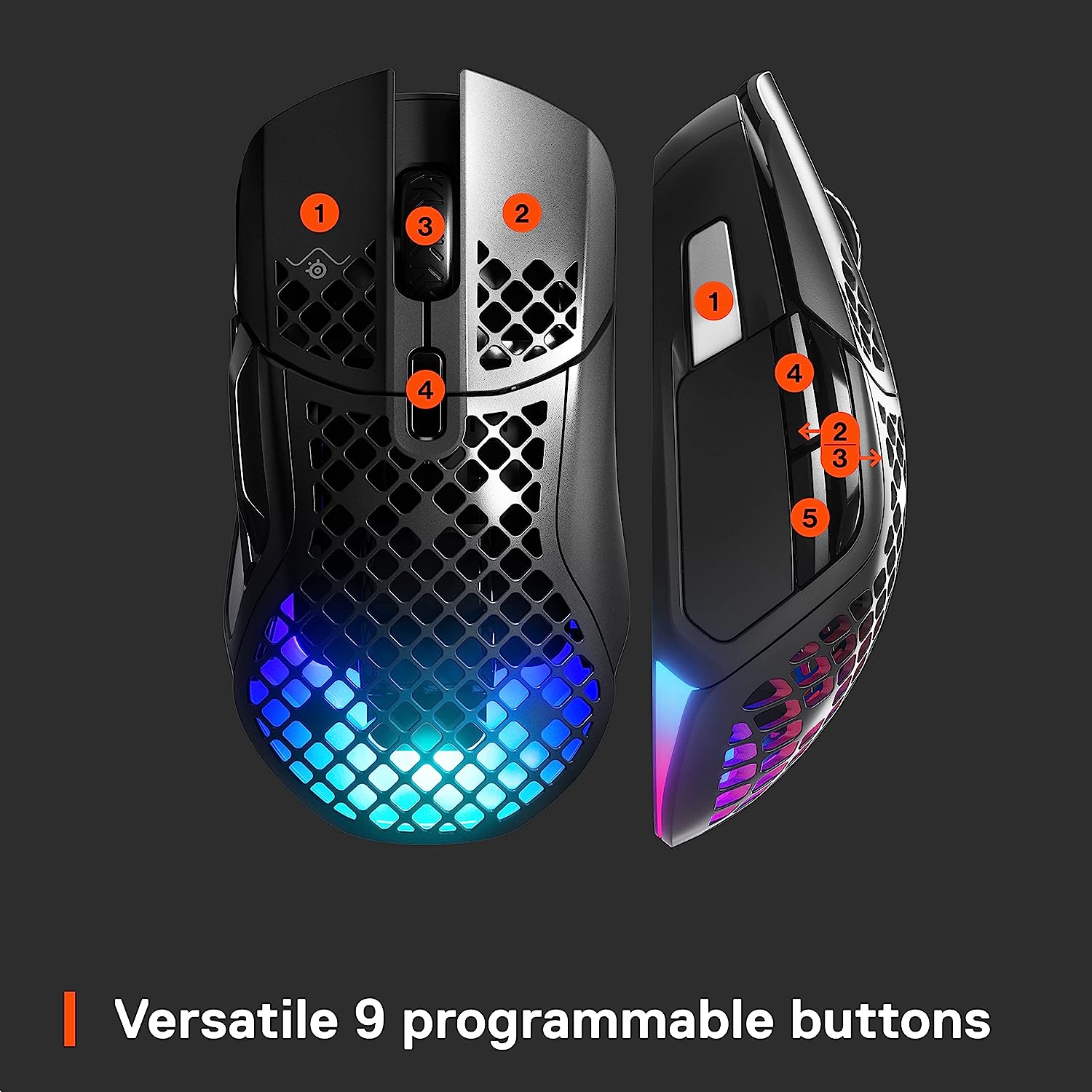 SteelSeries Aerox 5 Wireless - Gaming Mouse - 18000 CPI -- TrueMove Air Optical Sensor - Ultra-lightweight Water Resistant Design – 180+ Hour Battery Life