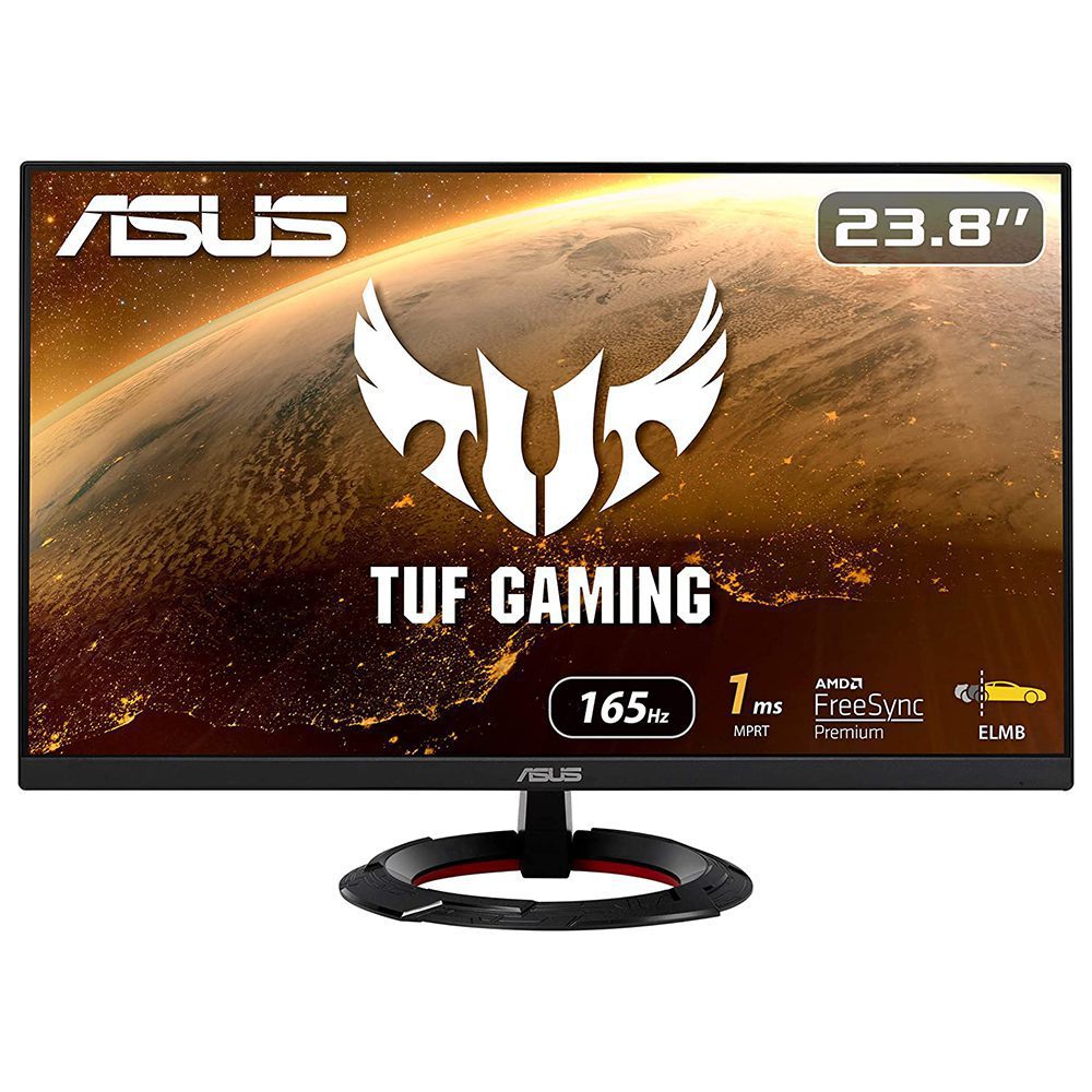 ASUS TUF Gaming 23.8” 1080P Monitor (VG249Q1R) - Full HD, IPS, 165Hz (Supports 144Hz), 1ms, Extreme Low Motion Blur, Speaker, FreeSync™ Premium, Shadow Boost, VESA Mountable, DisplayPort, HDMI
