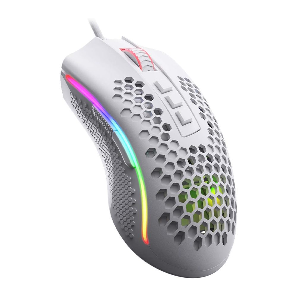 Redragon M808 Storm Lightweight RGB Gaming Mouse, 85g Ultralight Honeycomb Shell - 12,400 DPI Optical Sensor - 7 Programmable Buttons - Precise Registration - Super-Lite Cable - White