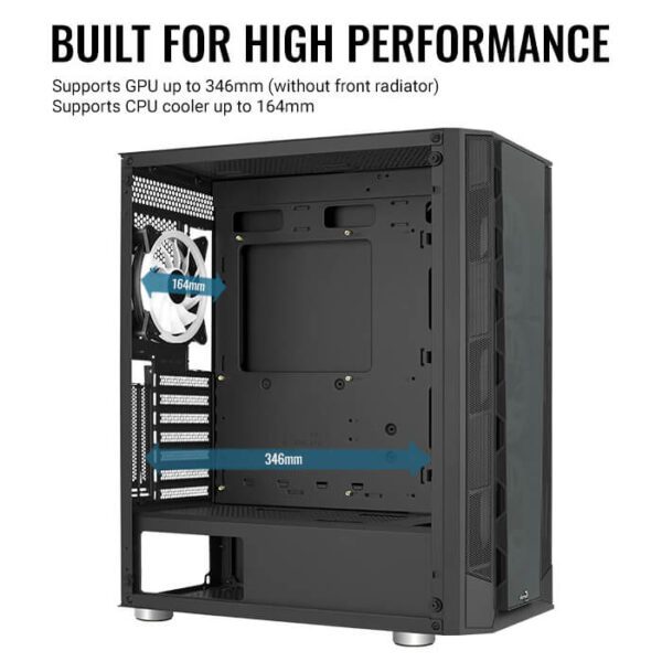 Aerocool Prism Argb Mid Tower Case - Black [prism-g-bk-v3] - Computia