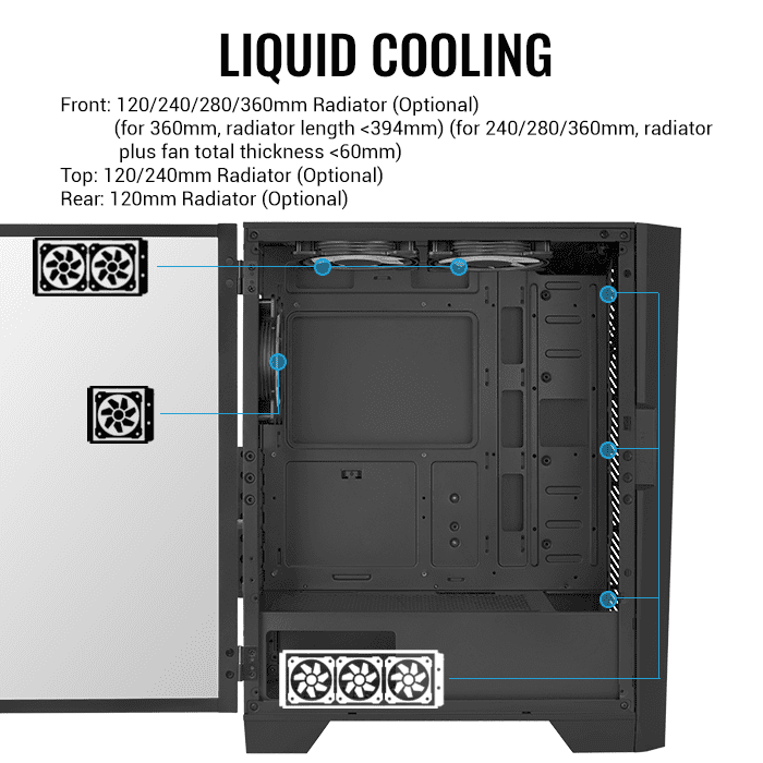 Aerocool Mirage-G-BK-V2 ARGB Mid Tower Case - Black - Computia