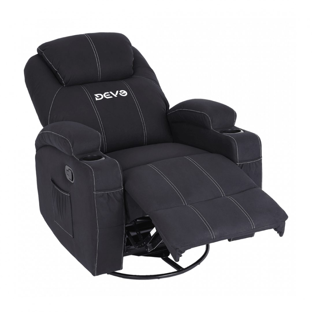 Devo Desofa Sofa Gaming Recliner with Footrest, Cup Holders & Storage – Black/Grey
