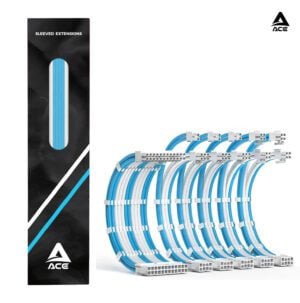 Ace Sleeved Extension Cables<span> - </span>Sky Blue & White