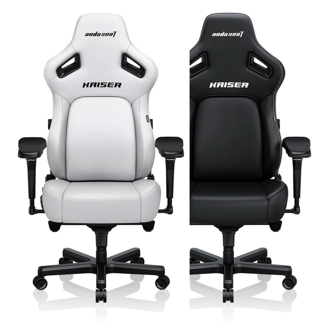 AndaSeat Kaiser 4 XL Gaming Chair – Grey Linen, 5D Armrests, Pop‑Out Lumbar Support