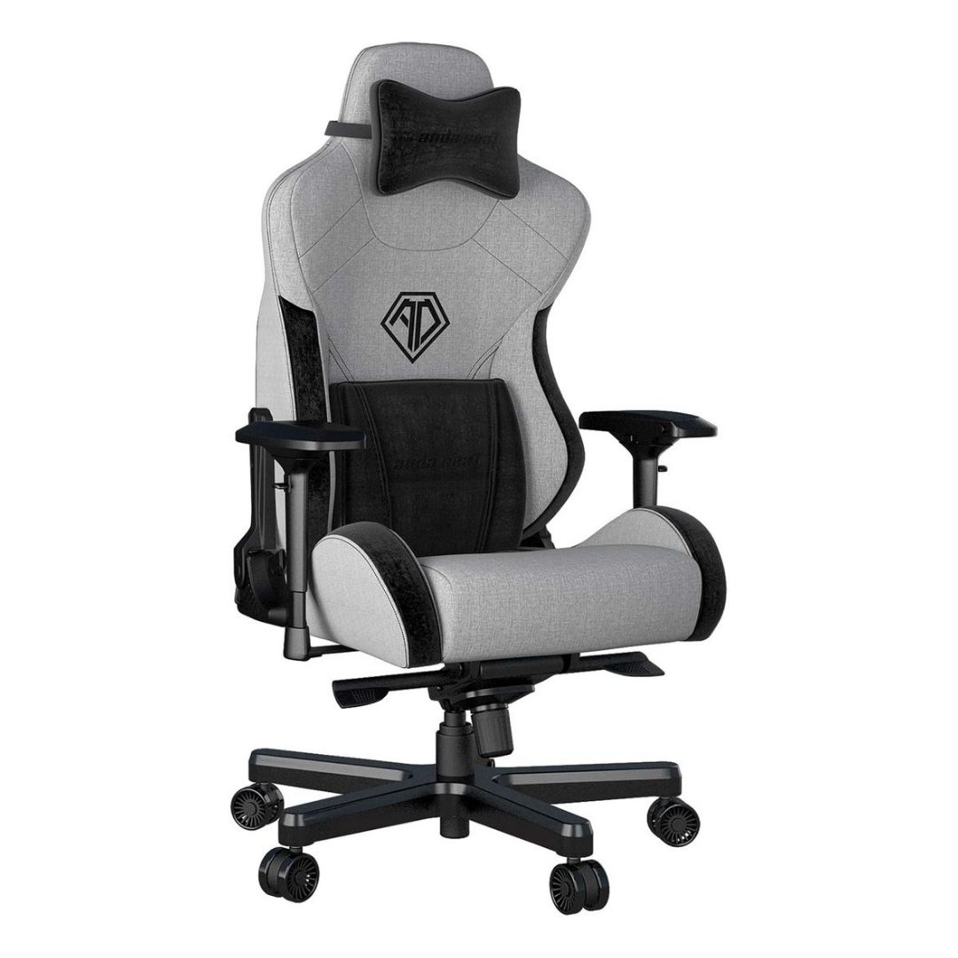 AndaSeat T‑Pro 2 Fabric Grey Gaming Chair – King Size, Fabric Upholstery, Adjustable Support