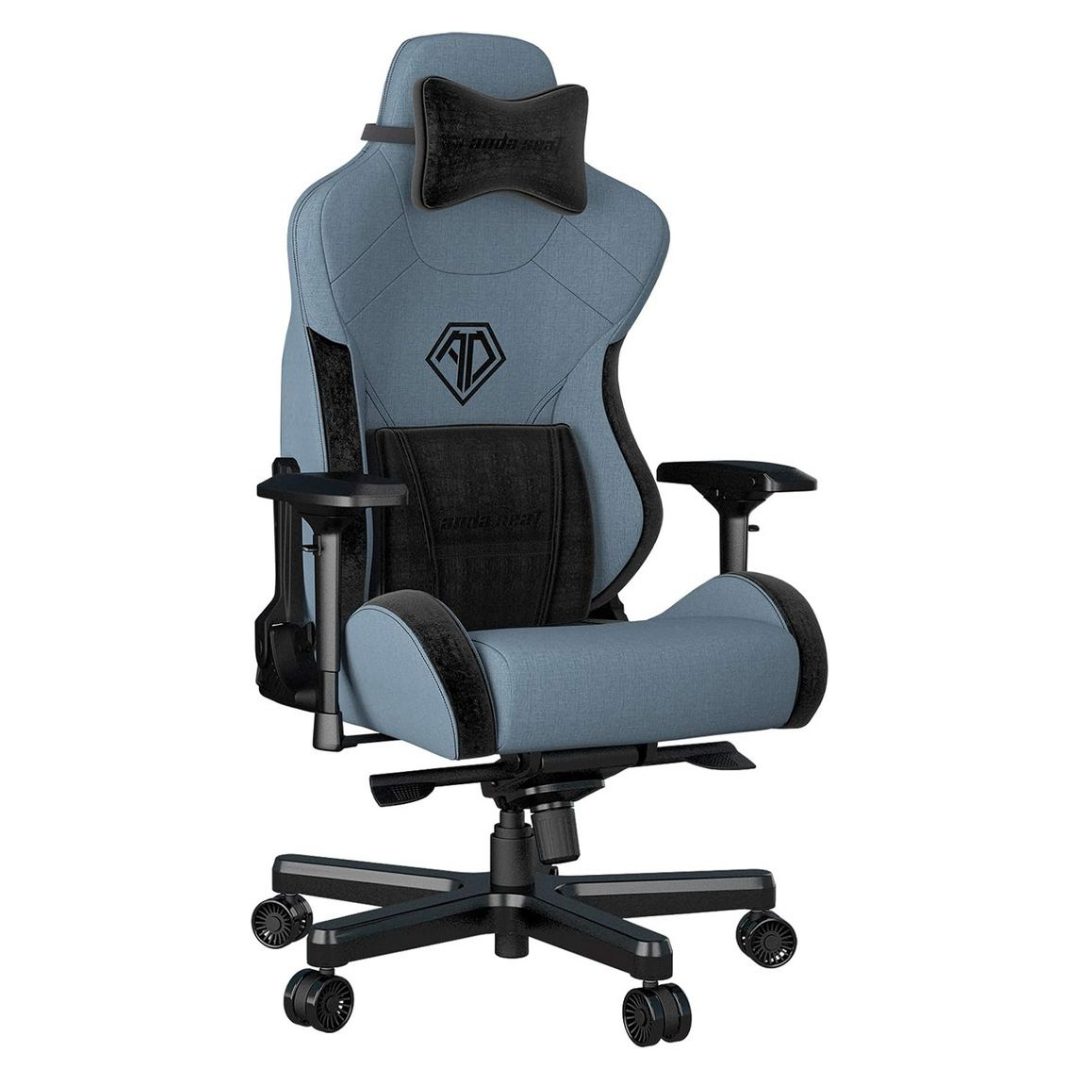 AndaSeat T‑Pro 2 Fabric Blue Gaming Chair – King Size, Fabric Upholstery, Adjustable Support
