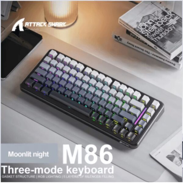 Attack Shark M86 Gasketed Wireless Hot Swap Mechanical Keyboard - RGB, 75% Layout