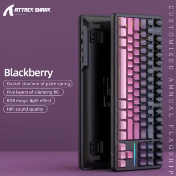 Attack Shark X87 Bluetooth RGB Hot-Swap Gaming Mechanical Keyboard - Blueberry