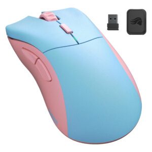 Glorious Model D PRO Wireless Gaming Mouse Skyline in blue and pink – 58g ultralight design, 19,000 DPI with wireless freedom.