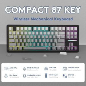 Alternative view of Attack Shark K98 Wireless Tri-mode Mechanical Keyboard – Blue
