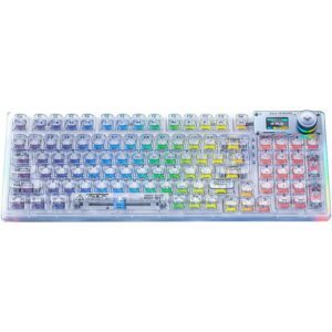 AULA F98 Pro Crystal Switch Wireless Mechanical Keyboard with Transparent Keycaps - White