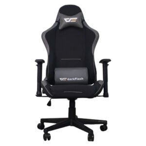 DarkFlash RC400 Fabric Dual‑Pillow Gaming Chair Black – Reclining Ergonomic Seat