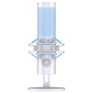 HyperX Quadcast 2 Frost USB Microphone in white with shock mount, tap-to-mute, and multiple polar patterns