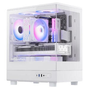 Darkflash DB330M with 3 ARGB Fans Dual Tempered Glass Port mATX Case<span> - </span>White