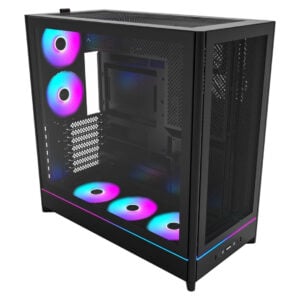MONTECH HS01 PRO, ATX Mid-Tower Case with 5 Fans Pre-Installed<span> - </span>Black
