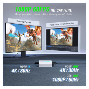 Alternative view of Fifine V3 AmpliGame Video Capture Card, USB Audio Video Capture Card HD 1080 60fps White