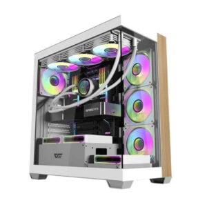DarkFlash DS900 ATX Computer Case 7 ARGB Fans Included Wood Edition<span> - </span>White