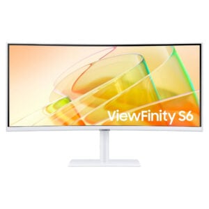 SAMSUNG ViewFinity S6 Monitor, 34" VA 2K 100Hz, Curved, Built-In Speaker White | LS34C650TAMXUE