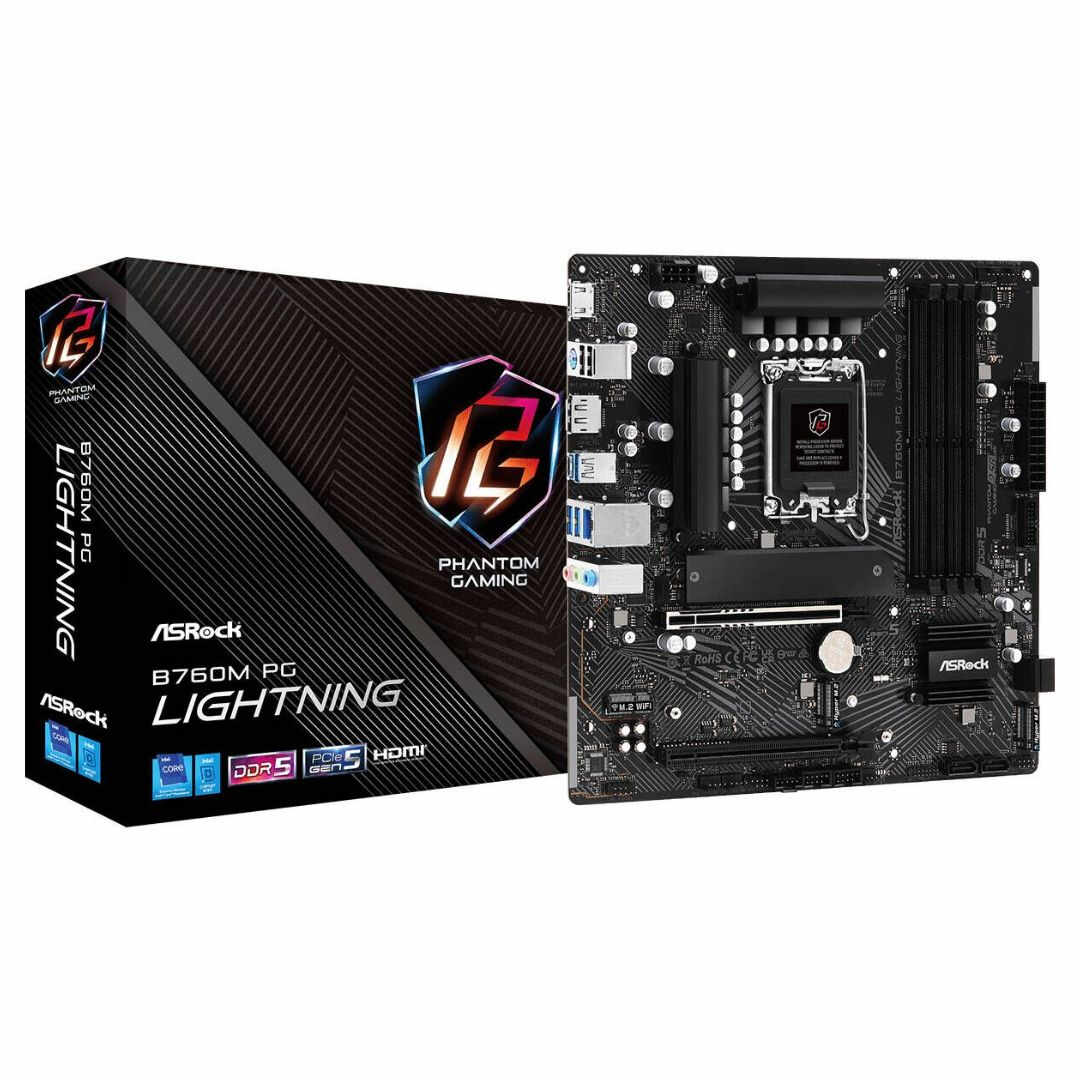 ASRock B760M PG Lightning DDR5 mATX Intel Motherboard (Without 3pin)